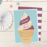 Berry Vanilla Swirl Ice Cream Kids Birthday Party Invitation<br><div class="desc">Chill out with these cute ice cream themed party invitations for your little one's summer birthday party. Fun gender neutral summer design in a soft muted color palette features purple berry and vanilla soft serve ice cream with your party details inscribed on the cone.</div>