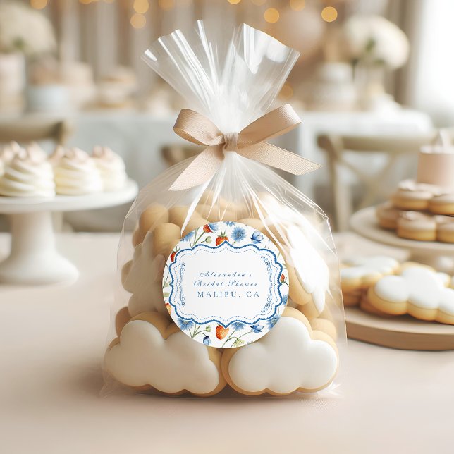Berry Vine Romance Bridal Shower Classic Round Sticker (Creator Uploaded)