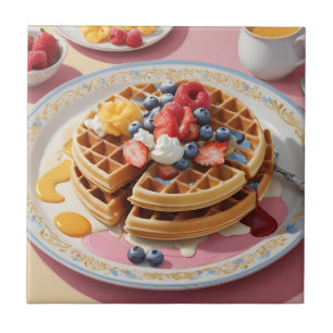 Berry Waffle Breakfast Plate Ceramic Tile