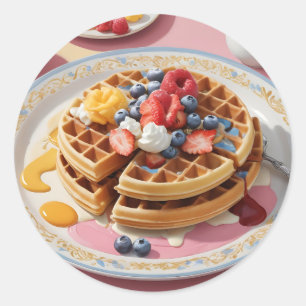 Berry Waffle Breakfast Plate Classic Round Sticker