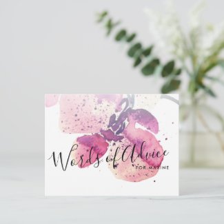Berry Watercolor Orchid Bridal Shower Advice Card