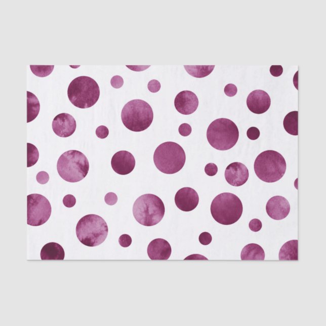 Berry Watercolor Polka Dots Tissue Paper (Front)