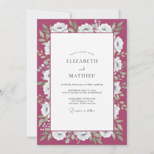 Berry White Blossom Wedding Invitation