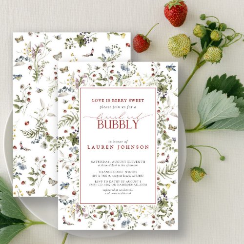 Berry Wildflower Brunch and Bubbly Bridal Shower Invitation