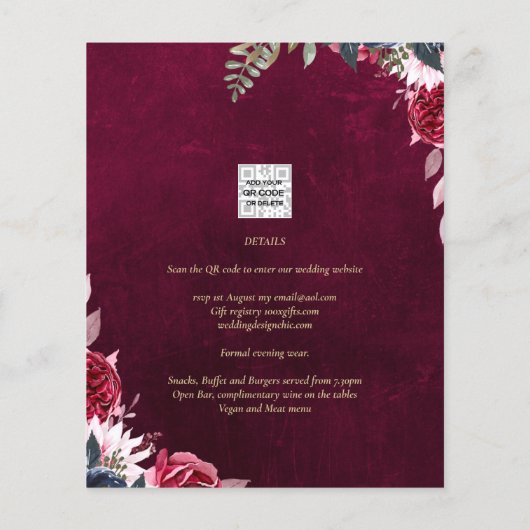Berry Wine Floral Wedding (Back)