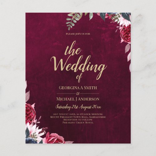 Berry Wine Floral Wedding  Flyer