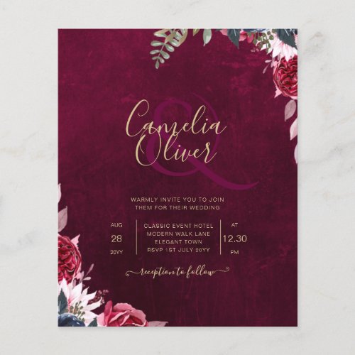 Berry Wine Floral Wedding  Flyer