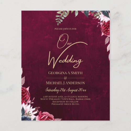 Berry Wine Floral Wedding  Flyer