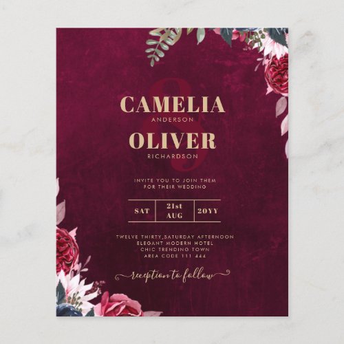 Berry Wine Floral Wedding  Flyer