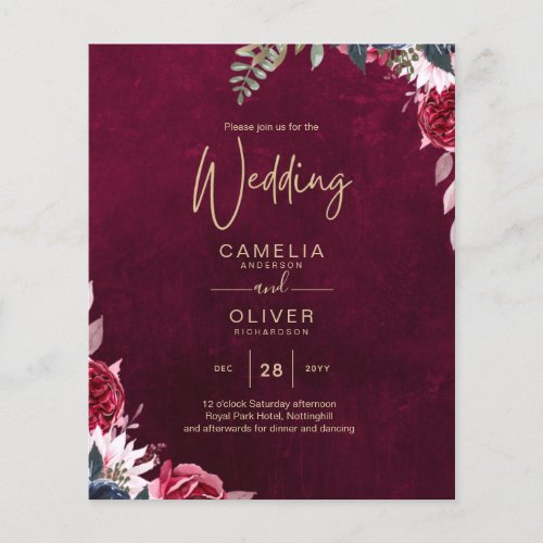 Berry Wine Floral Wedding  Flyer
