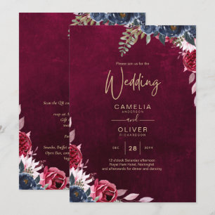 Berry Wine Floral Wedding Invitation