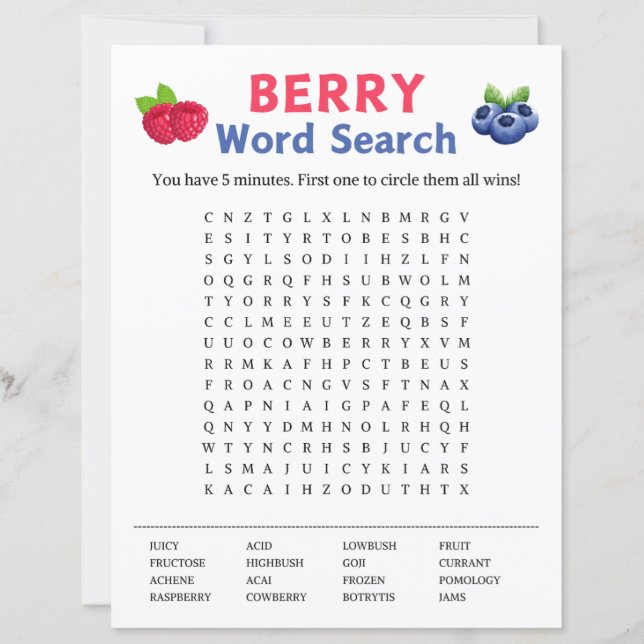 Berry Word Search Game (Front)