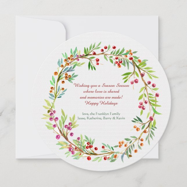 Berry Wreath Holiday Card (Front)