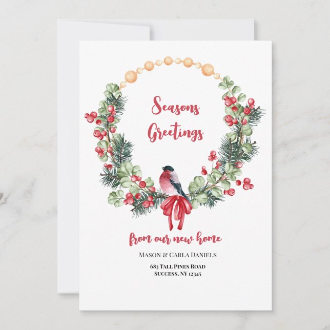 Berry Wreath Holiday Moving Announcement (Front)