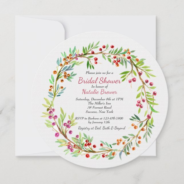Berry Wreath Invitation (Front)