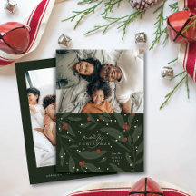 Berryful Botanical Christmas Photo Flat Card