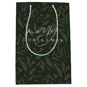 Berryful Botanical Merry Christmas  Medium Gift Bag