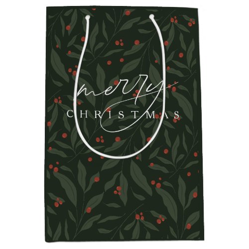 Berryful Botanical Merry Christmas  Medium Gift Bag