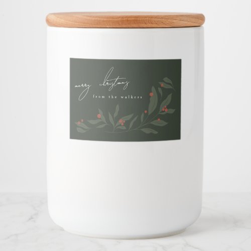 Berryful Botanical Merry Christmas Personalized Food Label
