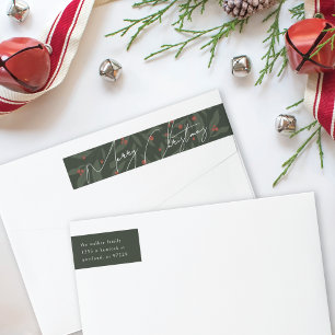 Berryful Botanical Merry Christmas Wrap Around Label