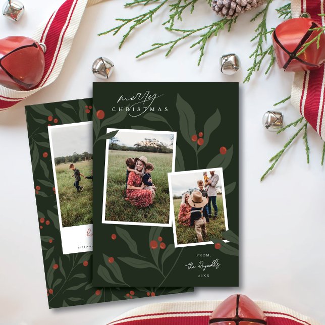 Berryful Botanical Multi Photo Christmas Card (Creator Uploaded)