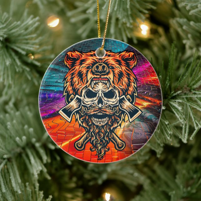 Berserker Bear Skull Viking Ornament (Tree)