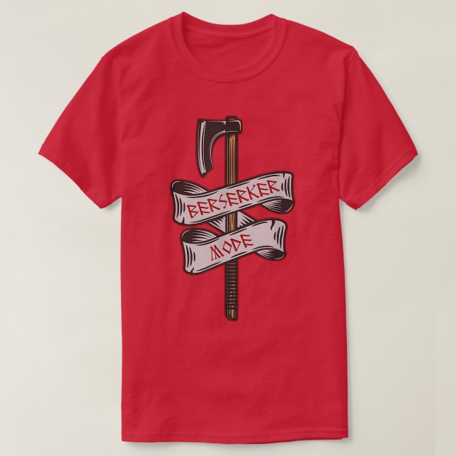 Berserker Mode Viking Battle Ax Runic Tattoo TShi T-Shirt (Design Front)