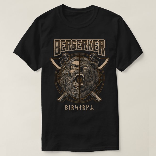 Berserker Viking Norse Pagan Bear Warrior T-Shirt (Design Front)
