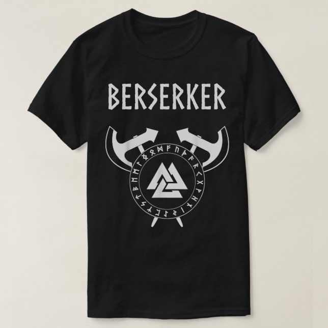 Berserker Viking Warrior Norse Runes T-Shirt (Design Front)