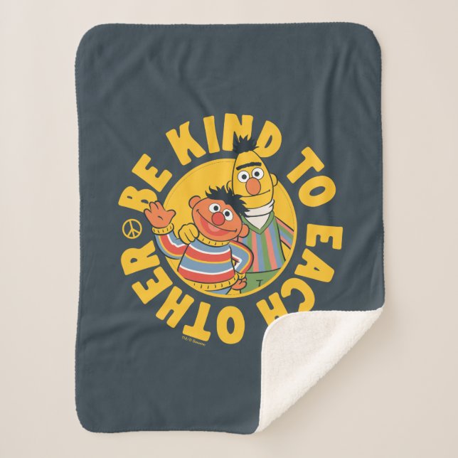 Bert and Ernie | Be Kind to Each Other Sherpa Blanket (Front)