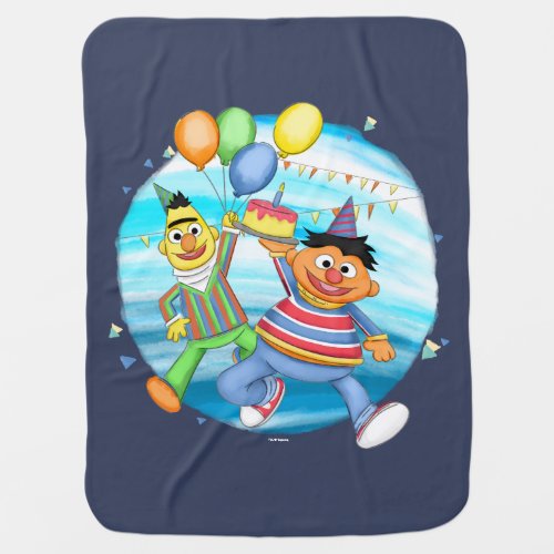 Bert and Ernie Birthday Balloons Baby Blanket