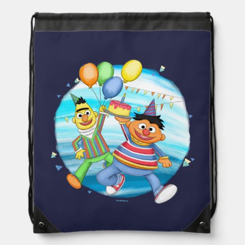 Bert and Ernie Birthday Balloons Drawstring Bag