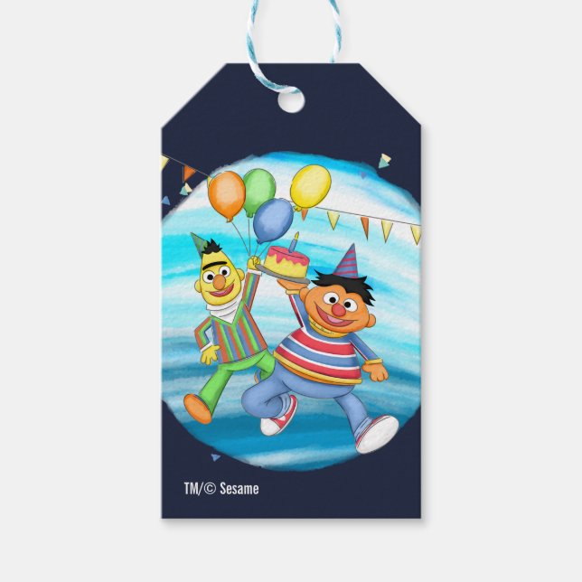Bert and Ernie Birthday Balloons Gift Tags (Front)