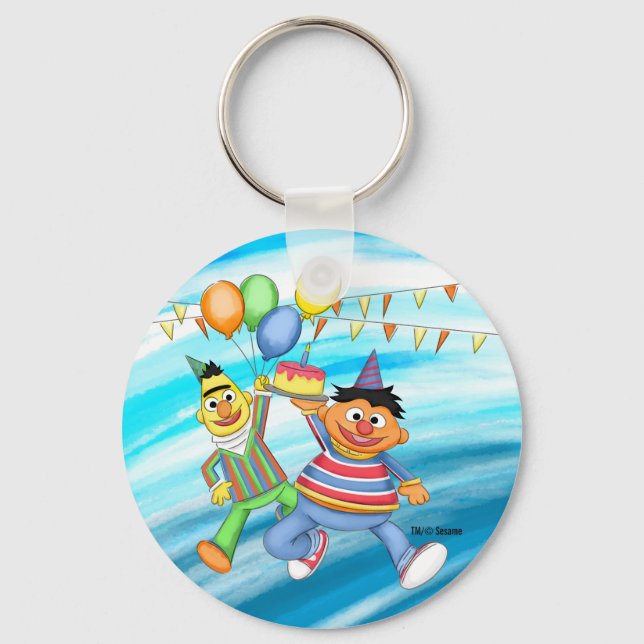 Bert and Ernie Birthday Balloons Keychain (Front)