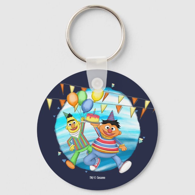Bert and Ernie Birthday Balloons Keychain (Front)