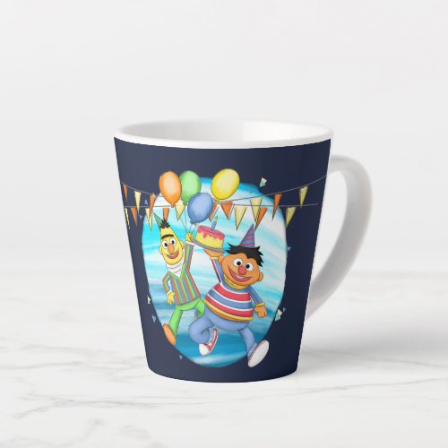 Bert and Ernie Birthday Balloons Latte Mug