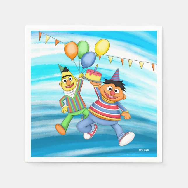 Bert and Ernie Birthday Balloons Napkins (Front)