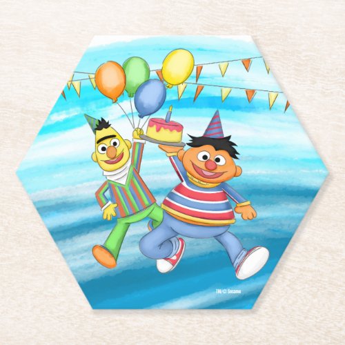 Bert and Ernie Birthday Balloons Paper Coaster