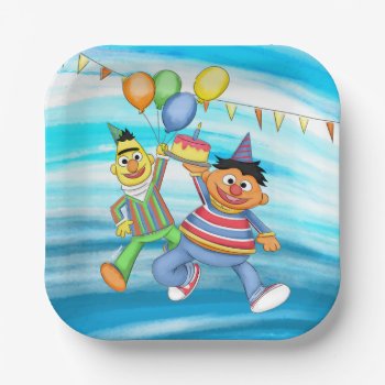 Bert And Ernie Birthday Balloons Paper Plates by SesameDesignContest at Zazzle