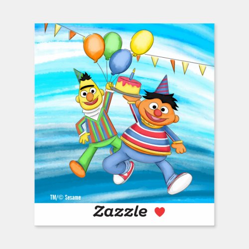 Bert and Ernie Birthday Balloons Sticker