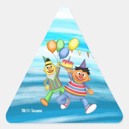 Bert and Ernie Birthday Balloons Triangle Sticker
