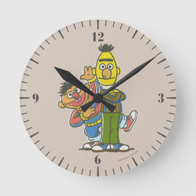 Bert and Ernie Classic Style Round Clock (Front)