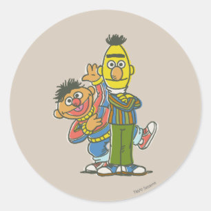 Bert and Ernie Classic Style Round Sticker