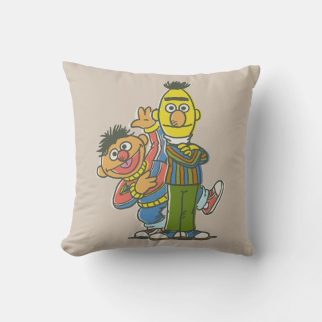 Bert and Ernie Classic Style Throw Pillow (Front)