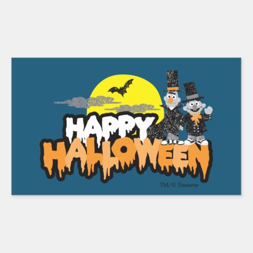 Bert and Ernie  Happy Halloween Rectangular Sticker