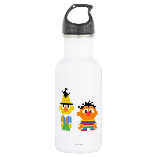Bert and Ernie Pixel Art Water Bottle (Front)