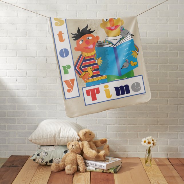 Bert and Ernie Story Time Baby Blanket (In Situ)