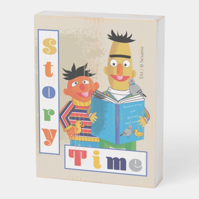 Bert and Ernie Story Time Wooden Box Sign (Angled Vertical)