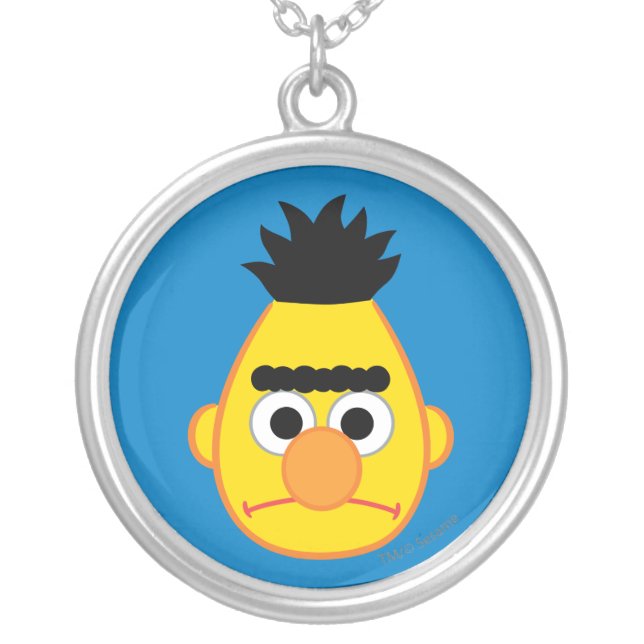 Bert Angry Face Silver Plated Necklace (Front)