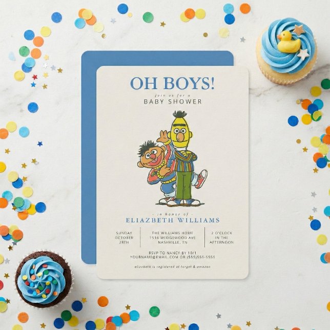 Bert & Ernie Twin Boys Baby Shower Invitation (Creator Uploaded)